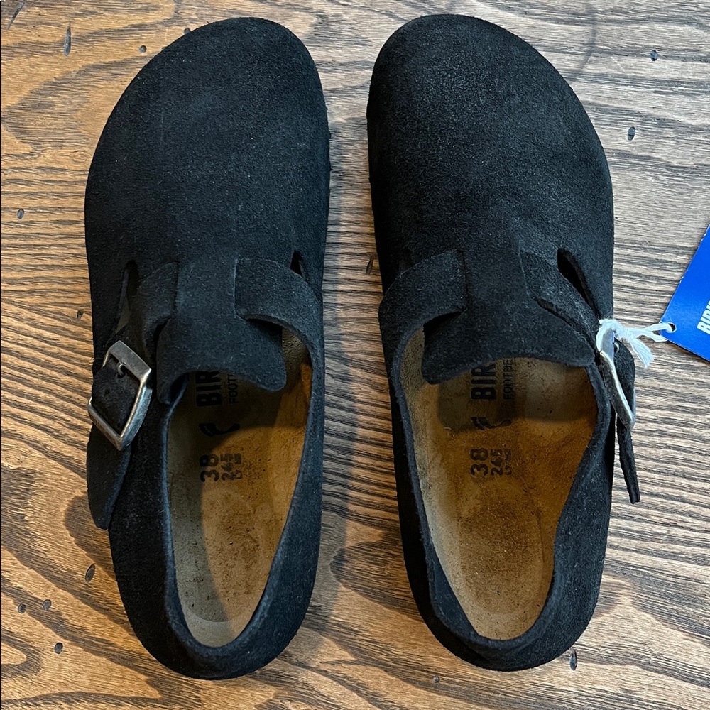 Birkenstock London Black Suede / leather Buckle shoes size 7-7.5 - Picture 2 of 10